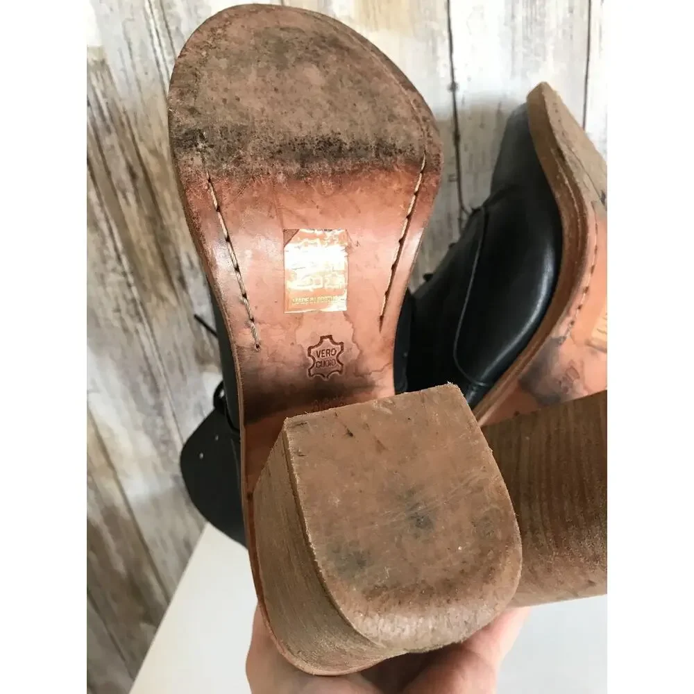 J. Litvack NiCKS Buffalo Leather Ankle Boots Bootie Zipper Brown 38.5 7 7.5